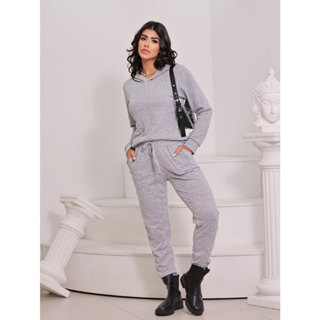 Conjunto Feminina Basica Simples Frio Blusa e Calça inverno 2pcs