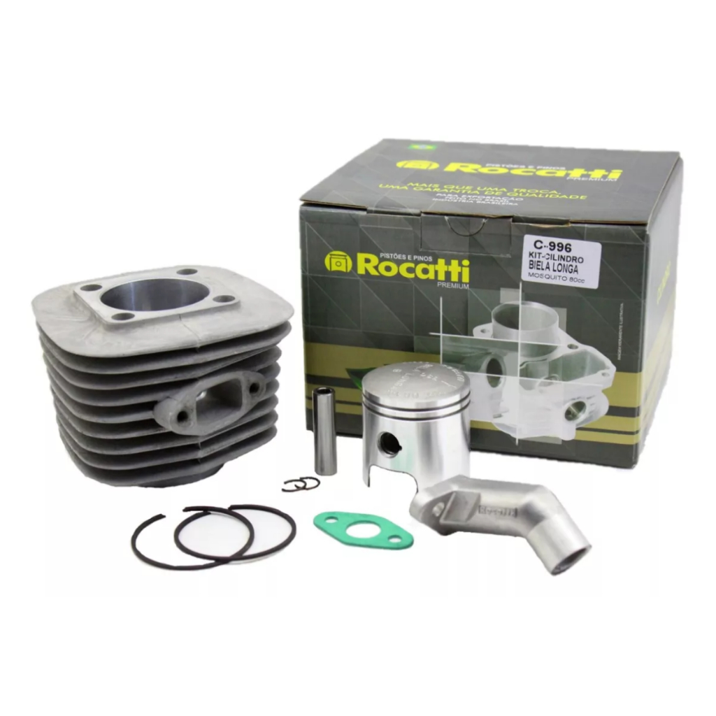 Kit Cilindro Bicicleta Motorizada Motor Moskito 80cc Biela Alta Com Coletor 32mm e Junta