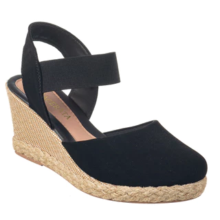 Sandália Feminina Anabela de Salto Elástico Confortável Flat SlipOn Envio Agil