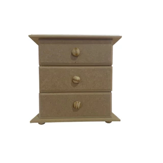 Kit 2 Unidades Mini Cômoda Organizadora Bijuterias 3 Gavetas Com Puxador e Pezinho Pinus 20x20x12 -- MDF CRU