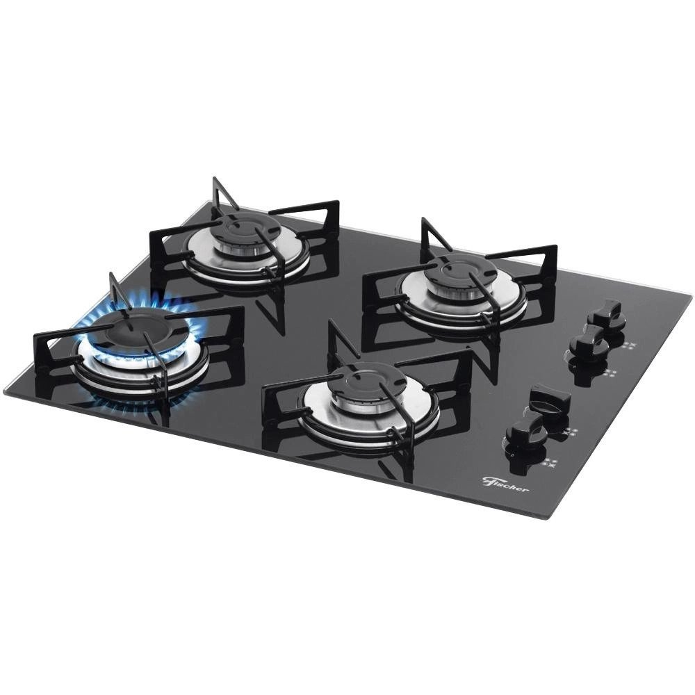 Cooktop Fischer 4 Bocas Gás Mesa Vidro Preto