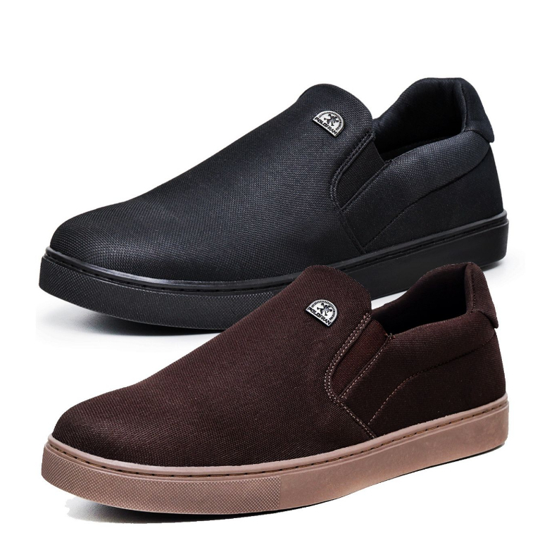 Kit 2 Tênis Masculino Mocassim Slip On Sapatênis Casual Polo Fran