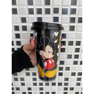 Copo Viagem 480 ml Mickey Mouse Disney Plástico Duplo Escola Trabalho