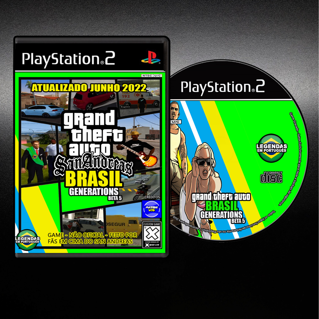 GTA Brasil Beta 5 + Carro Brasileiros + Repro Game Ps2 / Play 2 Copy Patch