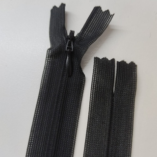 Zíper Invisível 30cm Preto Telado - 10 Unidades