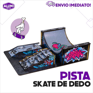 Pista Rampa Skate Dedo MDF ADESIVADO Skate Park Rampa - Brinquedos De Dedo Fingerboard Azul
