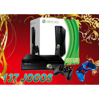XBOX 360 500 GB( NA CAIXA ) DESBLOQUEADO + 137 JOGOS INSTALADOS + SILICONE + GARANTIA