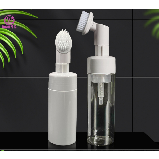 Frasco Pump Espumador Com Escova De Silicone Para Lavar O Rosto Limpeza Facial Pós Demaquilante Formulações Para Barba 100ml