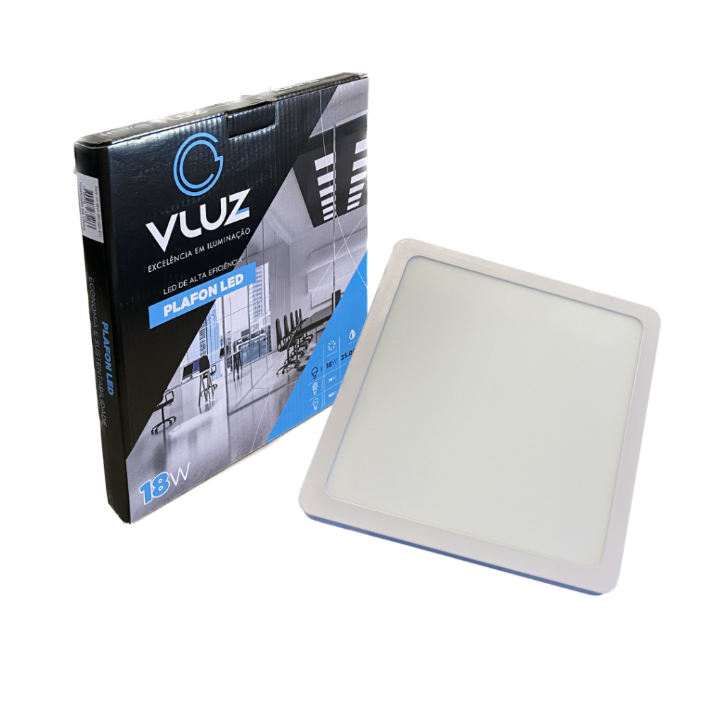 Plafon Led Quadrado 18w Painel Sobrepor Slim Vluz 6500K