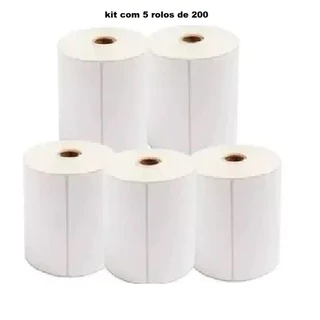 Kit 5 Rolos Etiqueta 10x15 100x150 Termica Adesiva Serrilha Nao Usa Ribbon Para E-Commerce (200 etq/rolo)