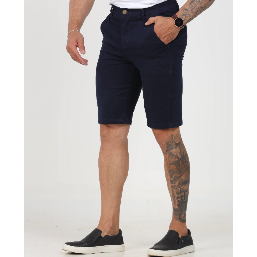 BERMUDA SARJA SPORT FINO ALFAIATARIA COM LYCRA ELASTANO