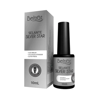 Selante com Glitter Prata Top Coat Silver Star Finalizador para Unhas 10ml - Beltrat