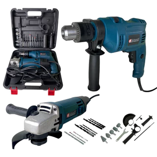 Kit Furadeira Parafusadeira 900w + Esmerilhadeira Lixadeira 900w 25pçs Com Maleta e Acessórios