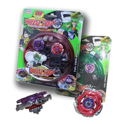 Kit com 4 pioes beyblade fight top metal lancador toy king