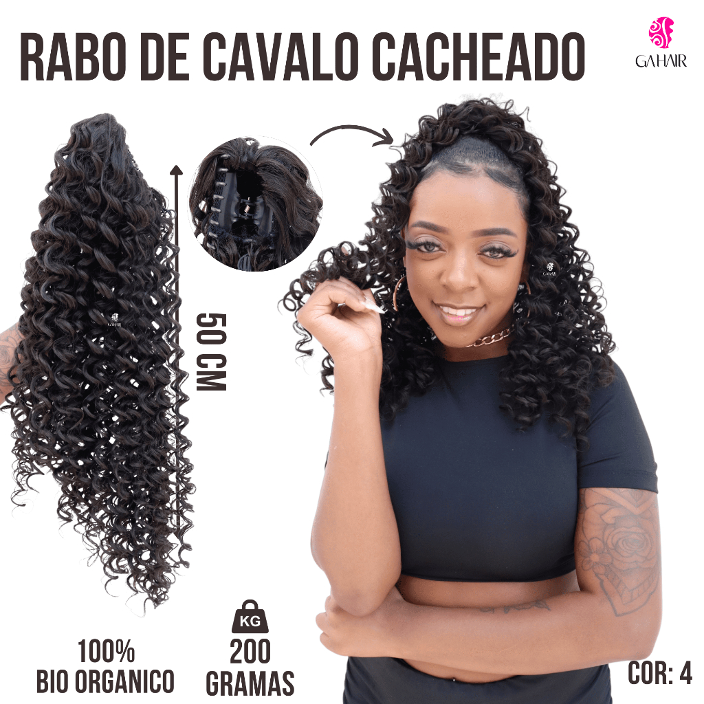Cabelo Premium 100 %Bio Organico Rabo De Cavalo Aplique Com Cabelo ...