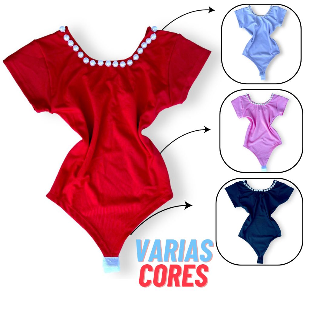 Body Bori Blusinha Infantil Menina Com Manguinha Perola Bale Escola bebe