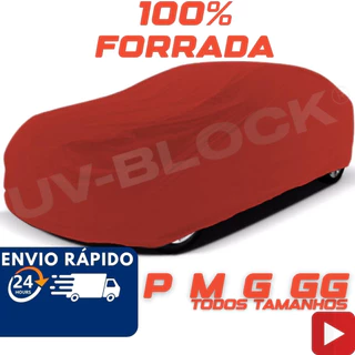 Capa Cobrir Carro Couro Forro Total 100% Impermeável UV-Block Protege Sol Chuva Poeira PMG e GG 