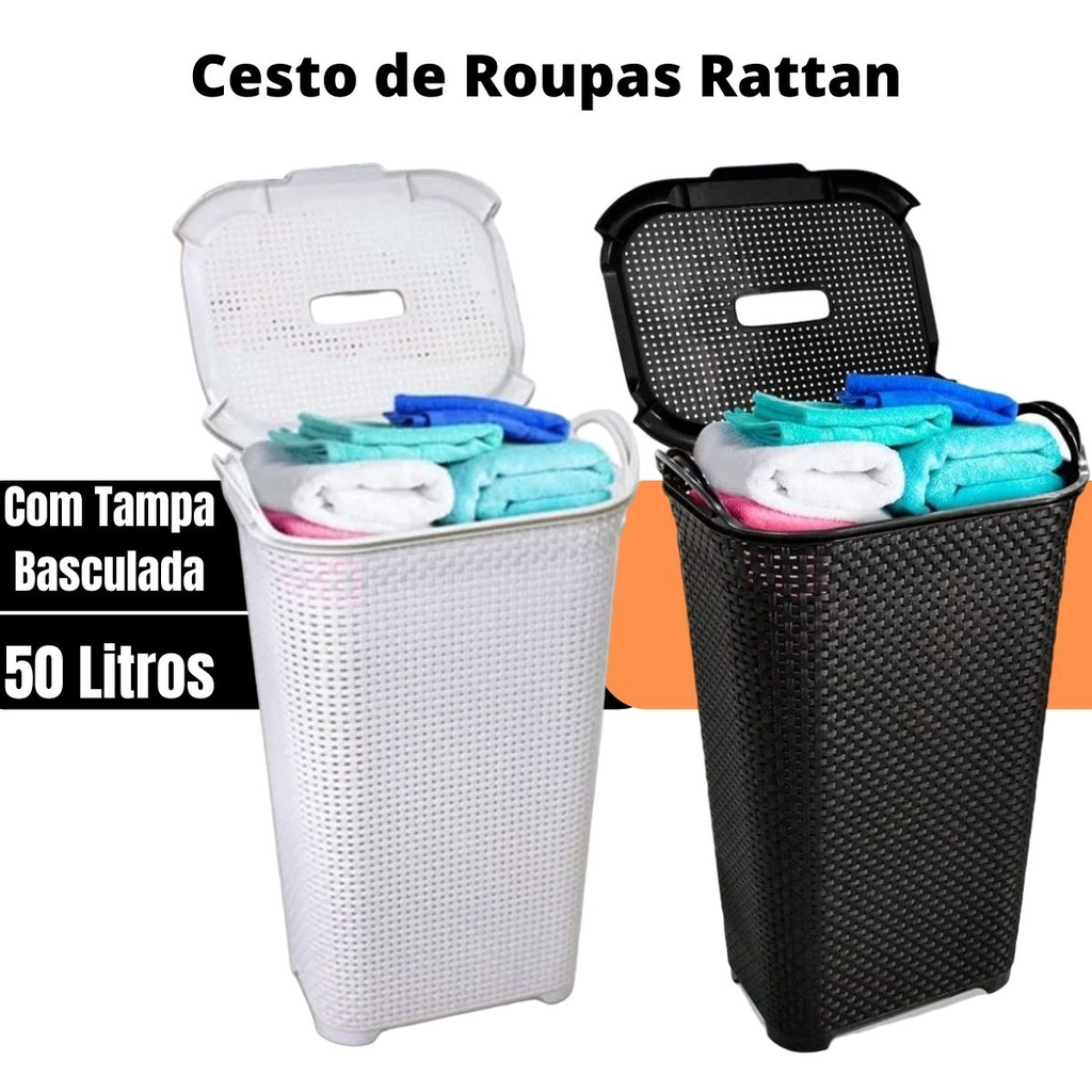 ROUPEIRO PLÁSTICO SANREMO 46,4L, CANASTO PARA ROPAS PLÁSTICO SANREMO 46,4L