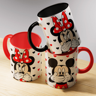 Caneca Disney │Minnie & Mickey│ Alça Interior Colorida Personalizada
