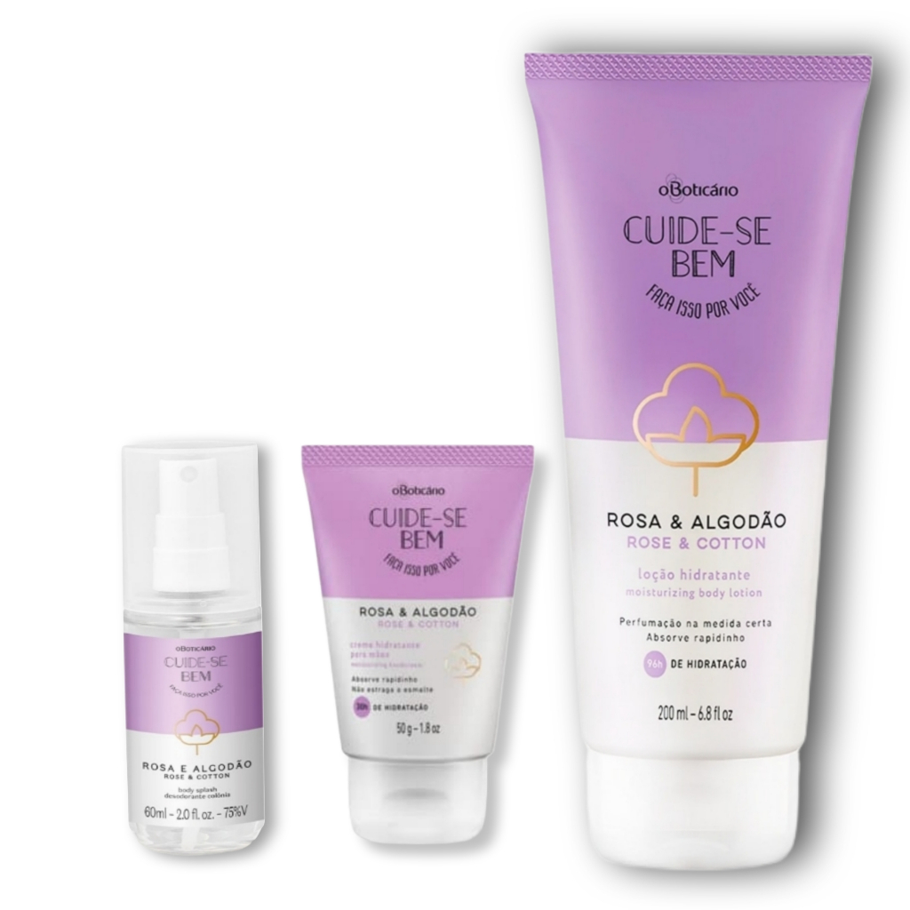 Kit Cuide-se-Bem O Boticário Rosa e Algodão - Hidratante Corporal+Creme ...