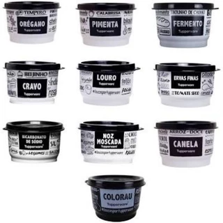 Potinhos Temperos 140ml Tupperware - Preto e Branco PB
