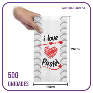 Saco para Pastel - 500 unidades - AntiGordura - Papel Barreira Gordura - I Love Pastel