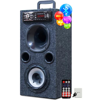 Caixa de Som Residencial Bob 1 Alto falante 6 Polegadas Bomber + 1 Driver Corneta Potente Bluetooth Usb Sd Aux Completa