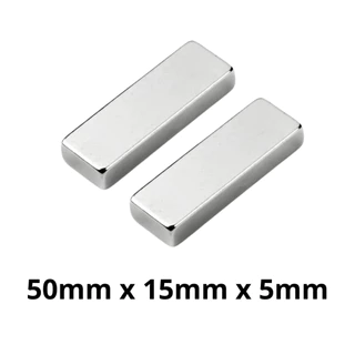 Kit 2 Peças Imã Neodímio Potente Bloco Magnético N35 50x15x5 mm Pastilha Redondo Pequeno Super Forte