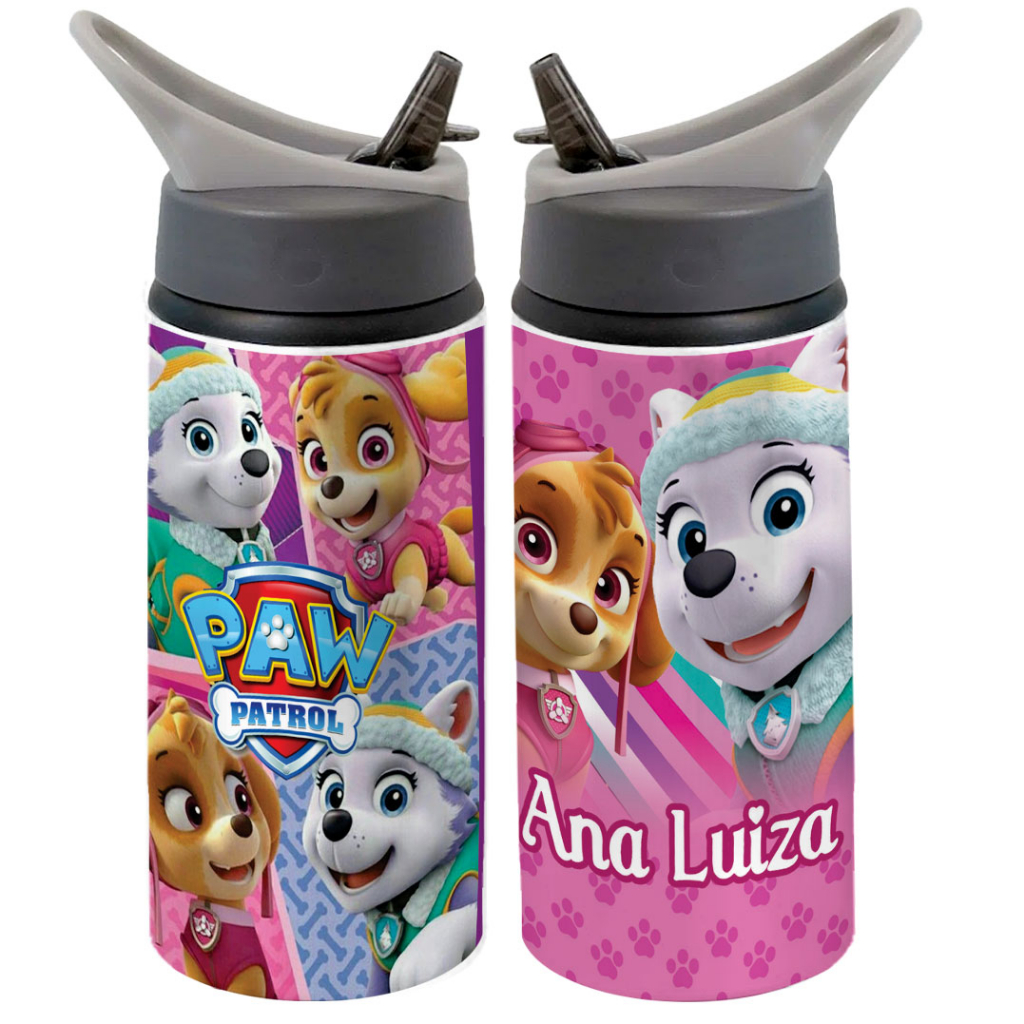 Garrafa Squeeze Patrulha Canina Desenho Infantil Com Nome