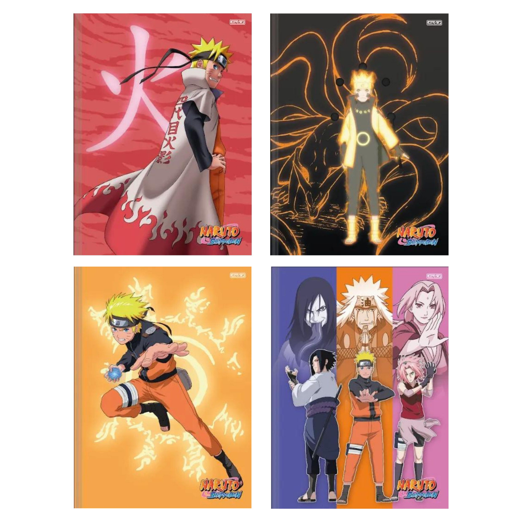 4 Caderno Boruto Naruto Brochurão + Brinde Escolar Capa Dura