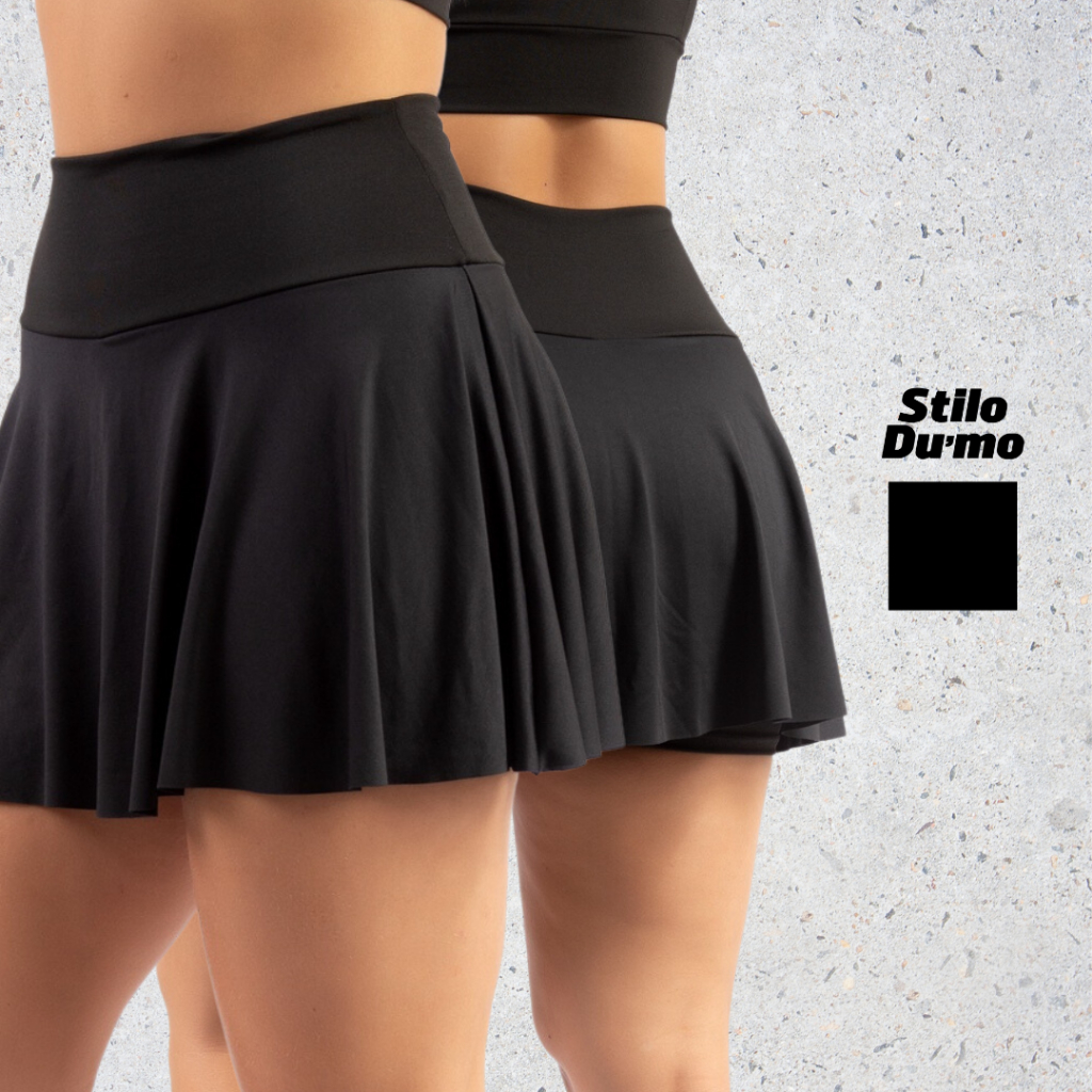 Kit C/ 2 Shorts Saia Rodado Preto Estilo Bailarina