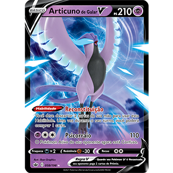 Carta Pokemon Articuno de Galar V Português 058/198 Card Original Copag  Reinado Arrepiante