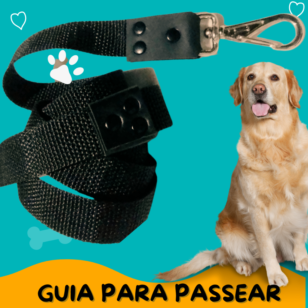 Guia Para Cachorro Reforçada Passeio de Cães Pequeno Médio Grande Porte ...