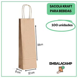 Sacola Kraft Para Bebidas - com 100 unidades