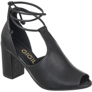 Sandália Feminina Gigil Salto Alto Grosso Sandal Boots Blogueira Fechada Promoção Original Confortável