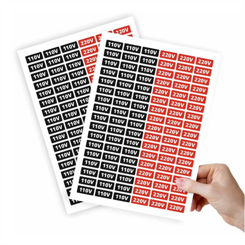 100 Etiquetas Adesivas Voltagem Tomada 220v 110v