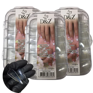 Kit 100 Unhas Tips Estileto Transparente Natural D&Z Peças para Alongamento e extensão de Unhas.
