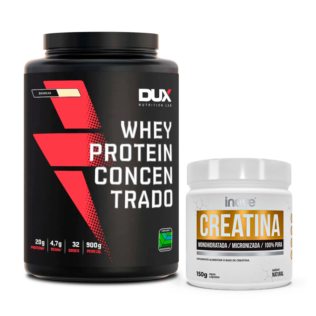 Whey Protein 100 Concentrado Pote 900g Dux Nutrition Creatina Pura