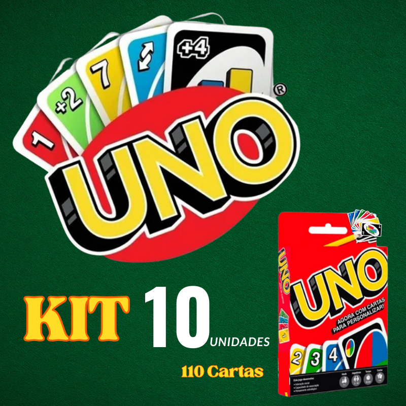 Uno Jogo De Cartas Kit com 10 Unidades Preço Especial
