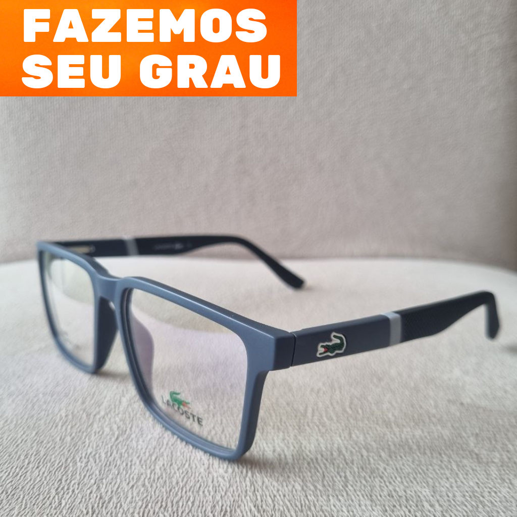 Armação Óculos masculino quadrado resistente Para grau Acetato flexível com mola de proteção miopia astigmatismo hipermetropia presbiopia vista cansada modelo l23001