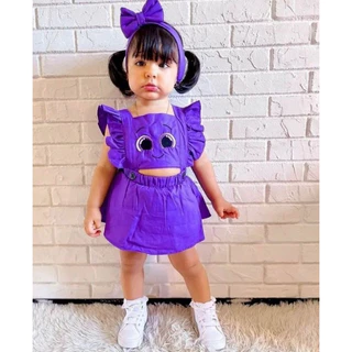 Jardineira Romper Body Bolofofos Menina Bebe