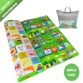 Tapete de Atividades 180x120 Dupla Face Infantil Bebê Gigante Tatame Educativo Criança