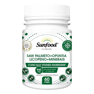 Saw Palmeto + Opuntia + Licopeno + Minerais 60 cápsulas Sunfood Clinical