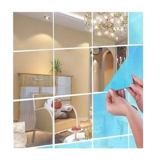 Kit 12 Adesivos De Espelho Autoadesivos Quadrado 15x15cm