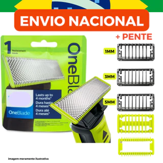 Lâminas Refil + Pente Para Barbeador Philips OneBlade e One Blade Pro Todos os modelos