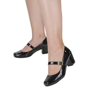 Sapato Adulto Feminino Boneca Estiloso Scarpin Fivela Regulagem Salto Baixo Trabalho Mezikin