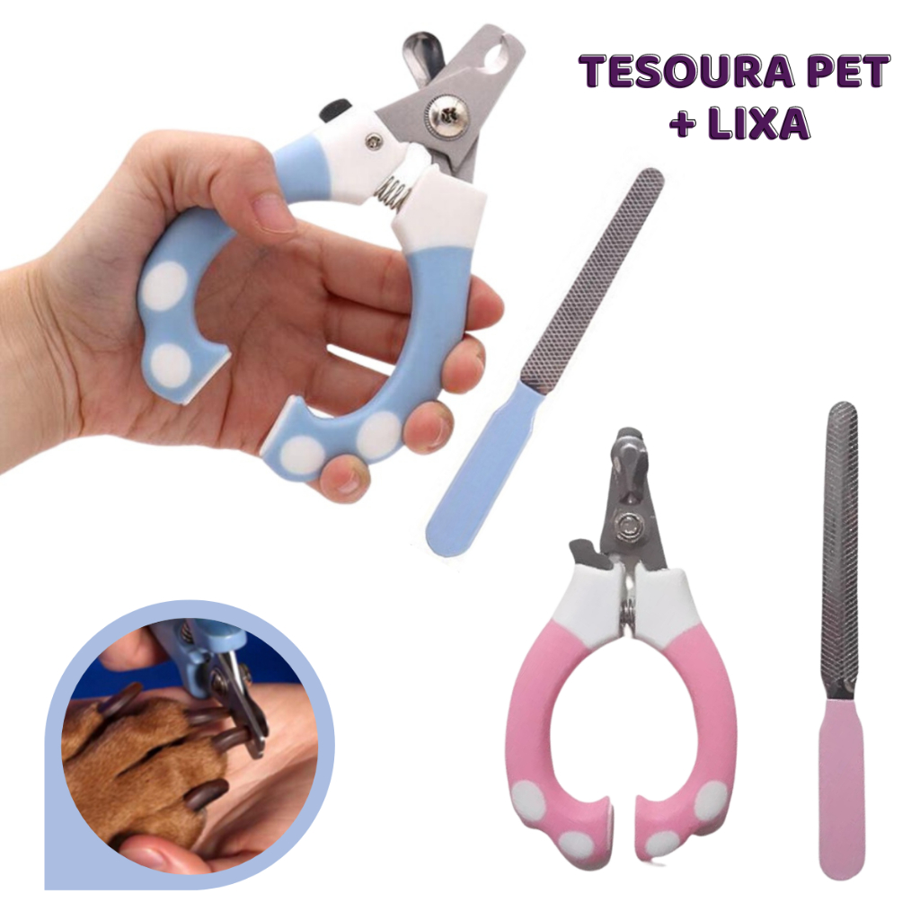 Cortador de Unha Para Pet com Lixa - Cachorro e Gato - Pequeno Médio e ...