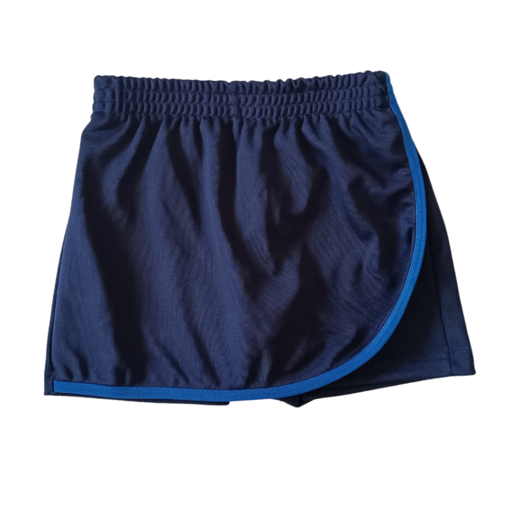 Shorts-saia Feminino Infantil/Juvenil Azul Marinho com Viés colorido