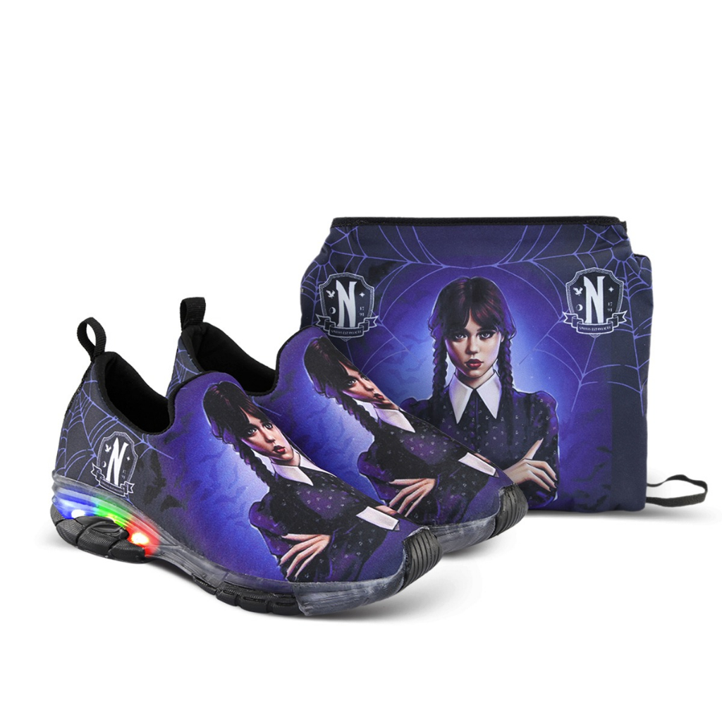 Tenis Infatil Menina WANDINHA De Led Calce Fácil Barato Macio Confortável + Bolsinha HALLOWEEN LANÇAMENTO SUPER PROMOÇÃO