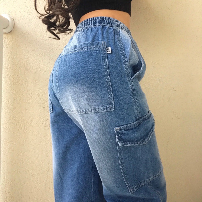 Calça Cargo Unissex Preta/Branca/Bege/Jeans Casual Skate Streetwear